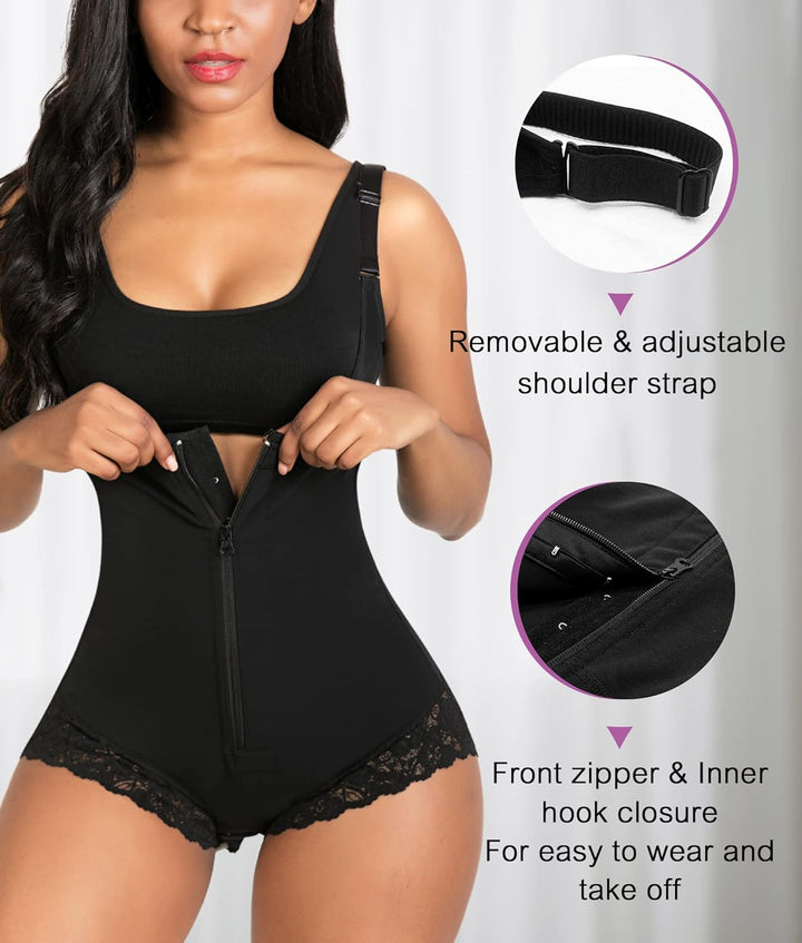 YIANNA Shapewear Damen Bauchweg Stark Formend Body Shaper Bodysuit Miederbody Figurformender Fajas C