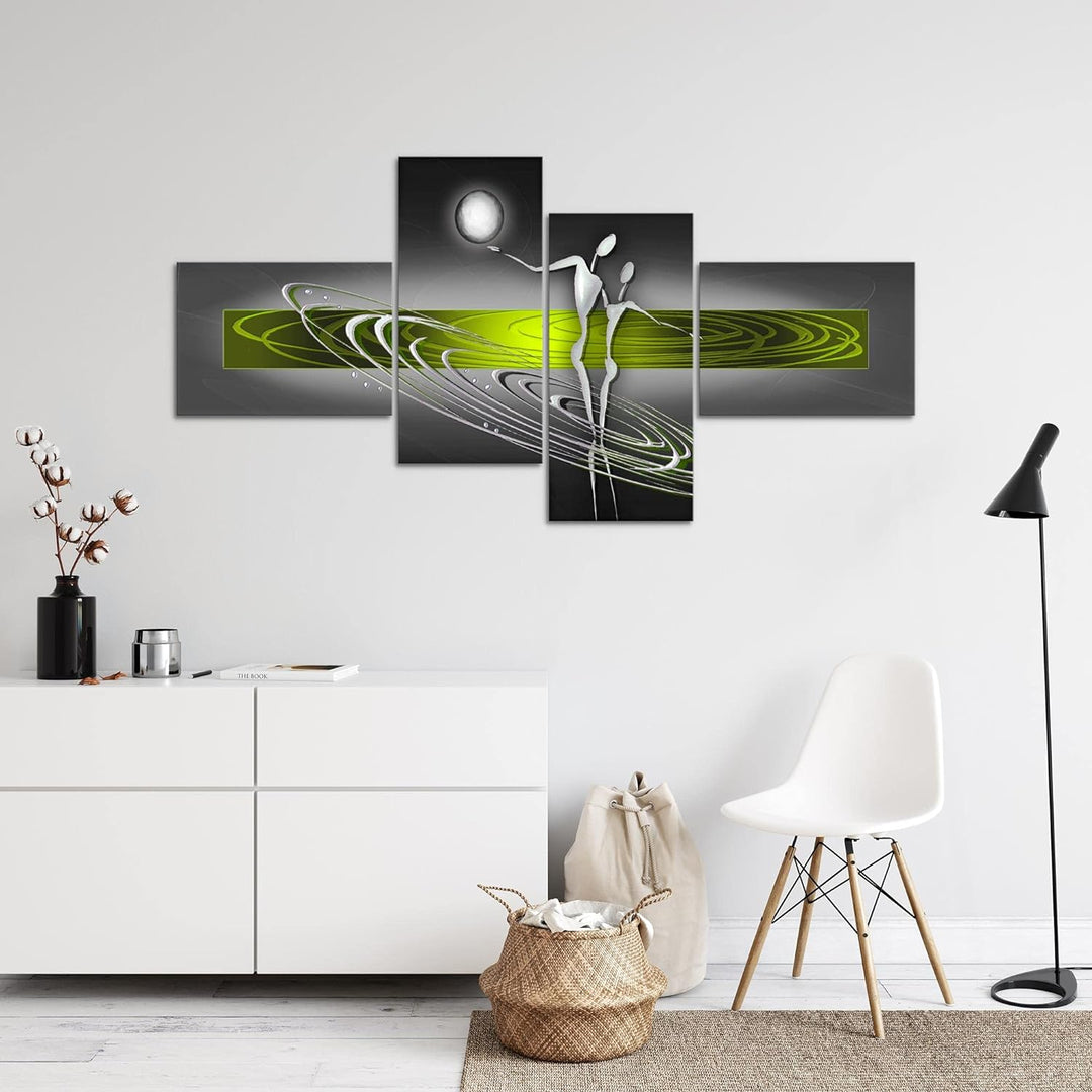 Runa Art Bild XXL 4 Teilig Abstrakt Figuren 200 x 100 cm Kunstdruck auf Vlies Leinwand Wanddeko Wohn