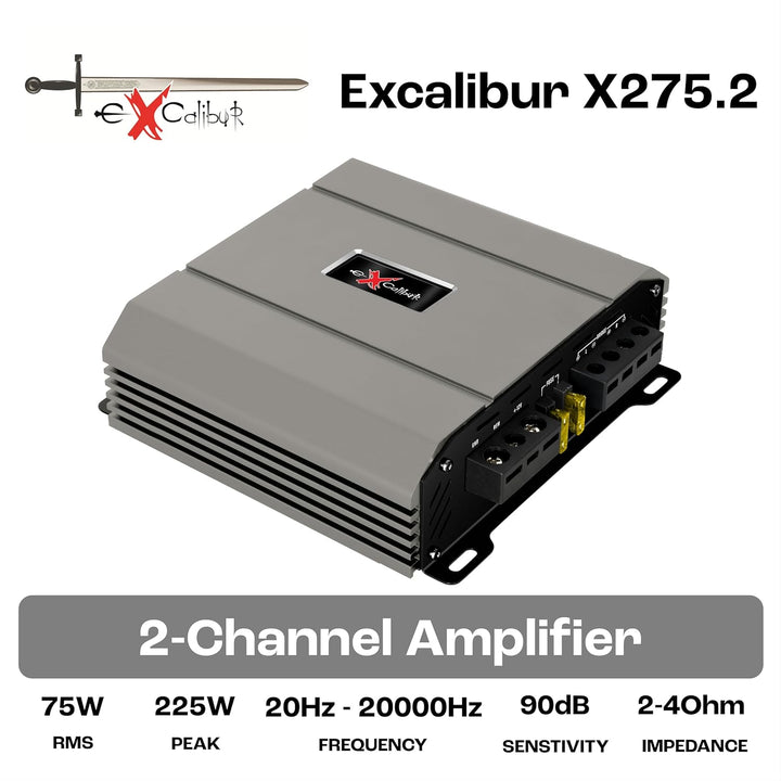 Excalibur X275.2 Auto Verstärker HiFi Stereo 2 Kanal 1300 Watt- Kfz Mini Verstärker Mit 2 x 650 Watt