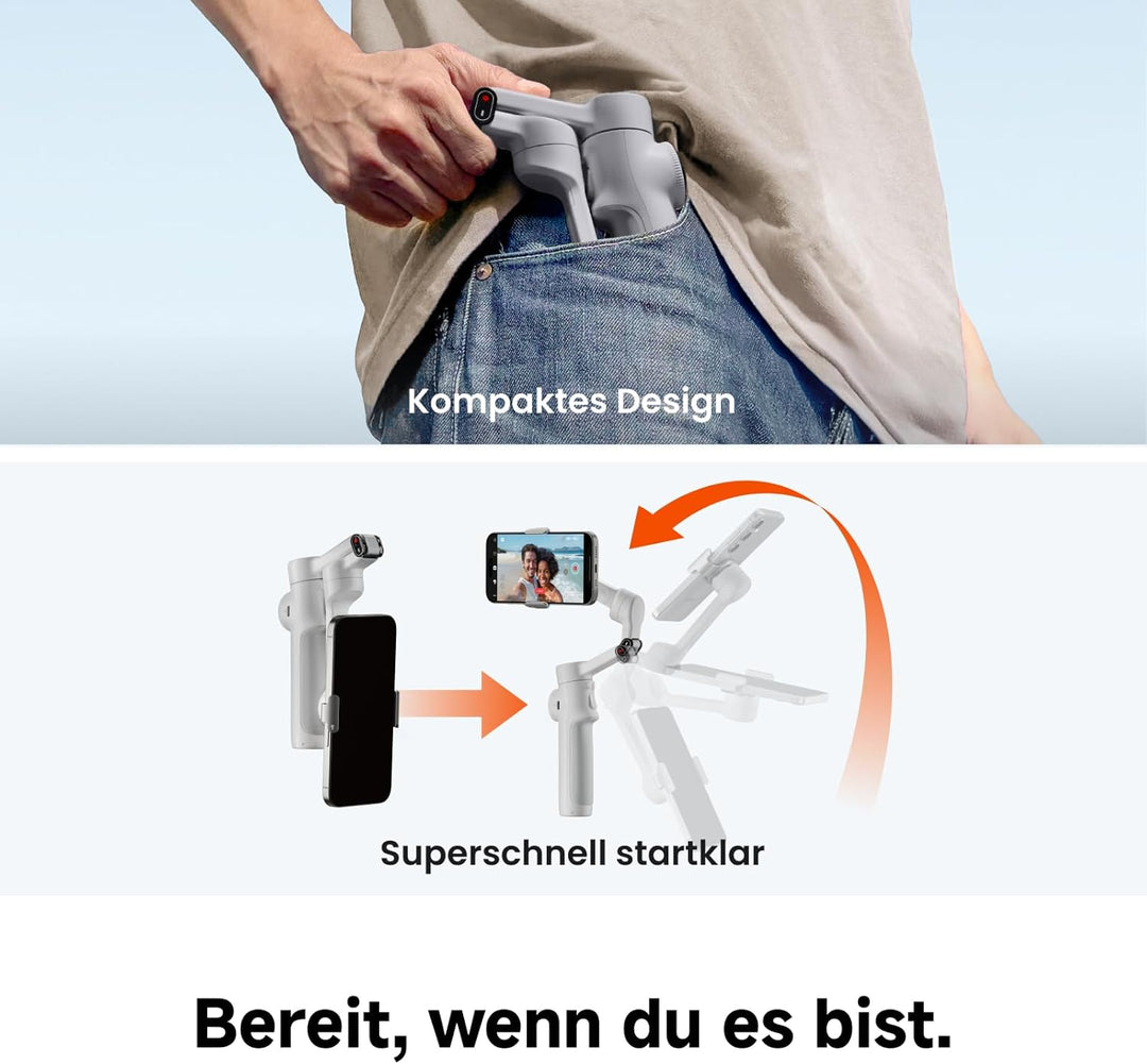Insta360 Flow 2 Pro Creator Bundle Grau - Faltbarer AI Gimbal, Apple DockKit, 360º-Pan-Tracking, fre