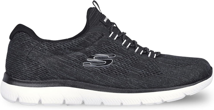 Skechers Unisex Summits Fun Flare Sneaker 35 EU Black Mesh White Trim, 35 EU Black Mesh White Trim