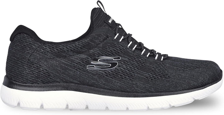 Skechers Unisex Summits Fun Flare Sneaker 35 EU Black Mesh White Trim, 35 EU Black Mesh White Trim