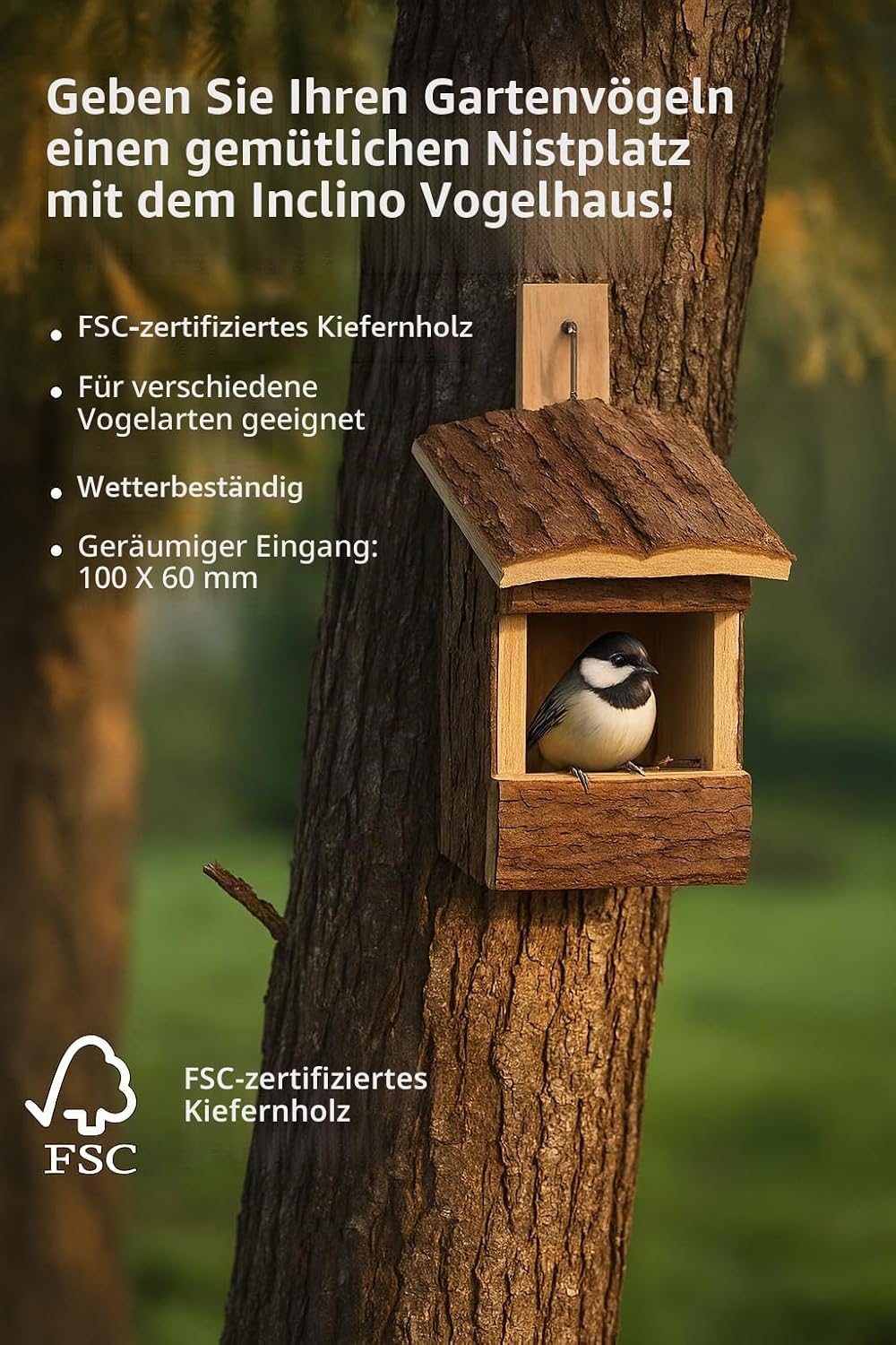 Vogelhaus - Nistkasten Flamingo – nistkasten für vögel für draussen wetterfest – Modell Inclino aus