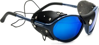 Daisan schwarze Gletscherbrille Bergsteigerbrille Sonnenbrille mit Kat. 4 Gläser 100% UV Schutz Blau