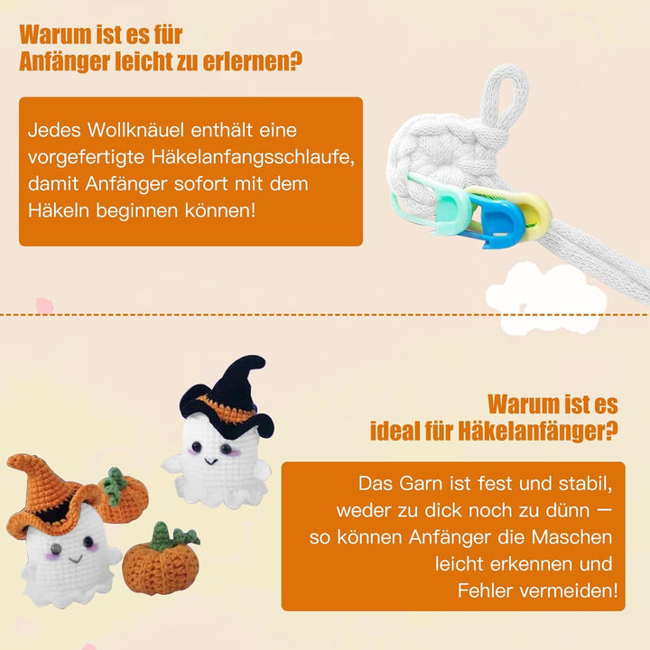 Jinfanshurich Häkelset für Anfänger, Komplettes Crochet Set mit Videoanleitung, Einfaches DIY Häkelt