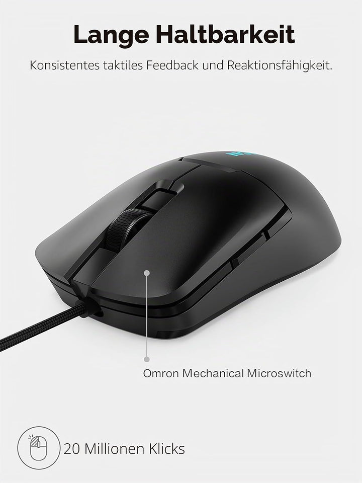 Lenovo Legion M300s RGB Gaming-Maus, bis zu 8000 DPI, 6 programmierbare Tasten, RGB 16,8 Millionen F