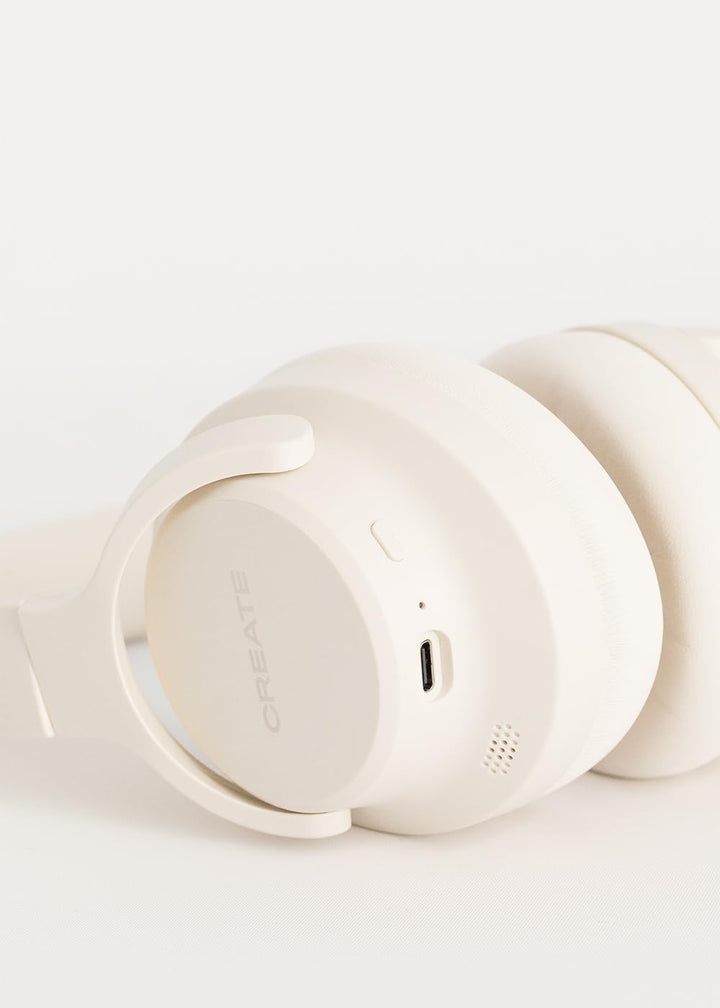CREATE / Headphones ANC Studio/Kabellose Kopfhörer mit Kopfbügel Cremeweiss/Geräuschunterdrückung, z