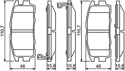 Bosch BP1123 Bremsbeläge - Hinterachse - ECE-R90 Zertifizierung - vier Bremsbeläge pro Set