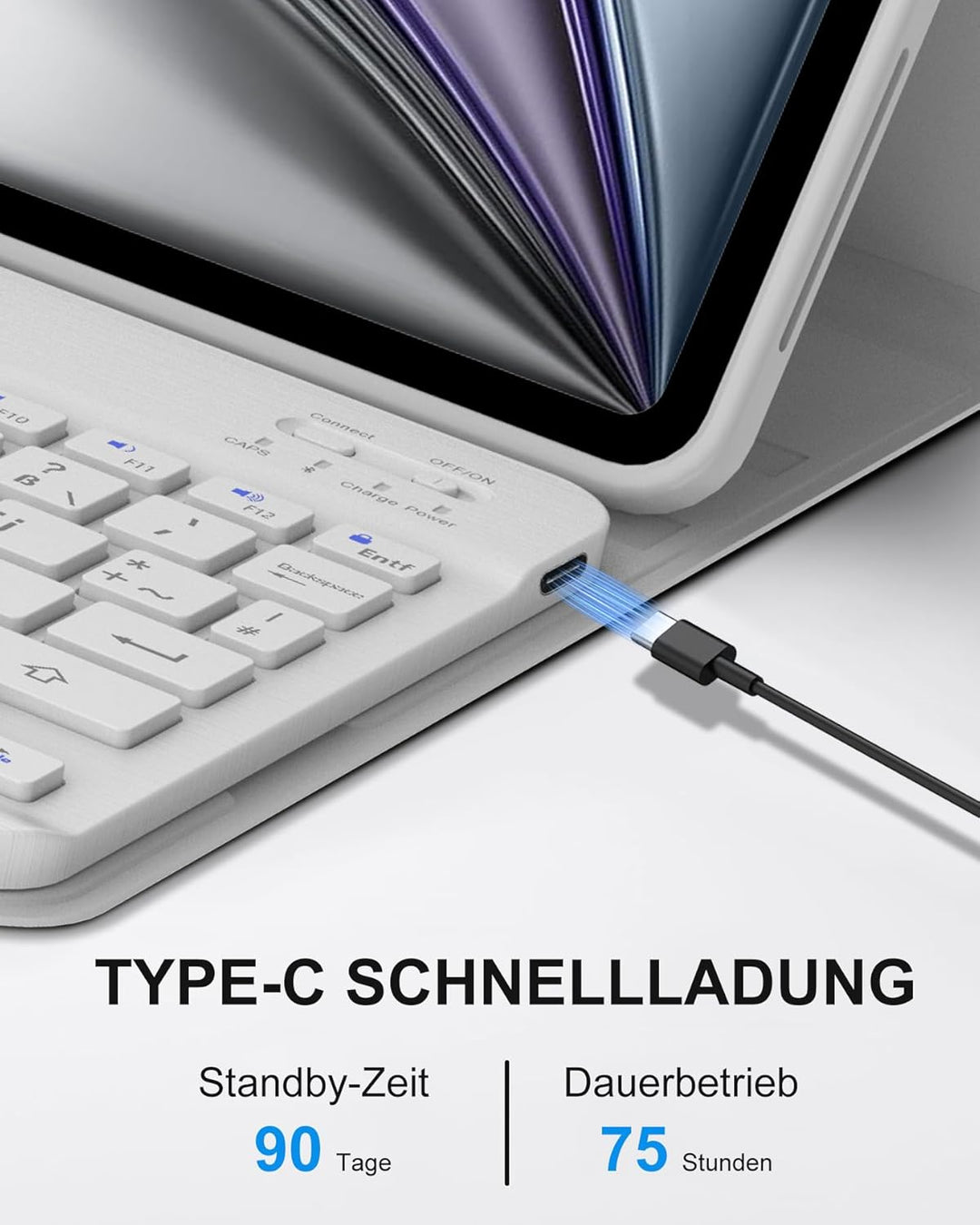 Für iPad Air 11 (2026 M4) Hülle mit Tastatur für 6./7./8. Generation M2/M3/M4, Abnehmbare Bluetooth
