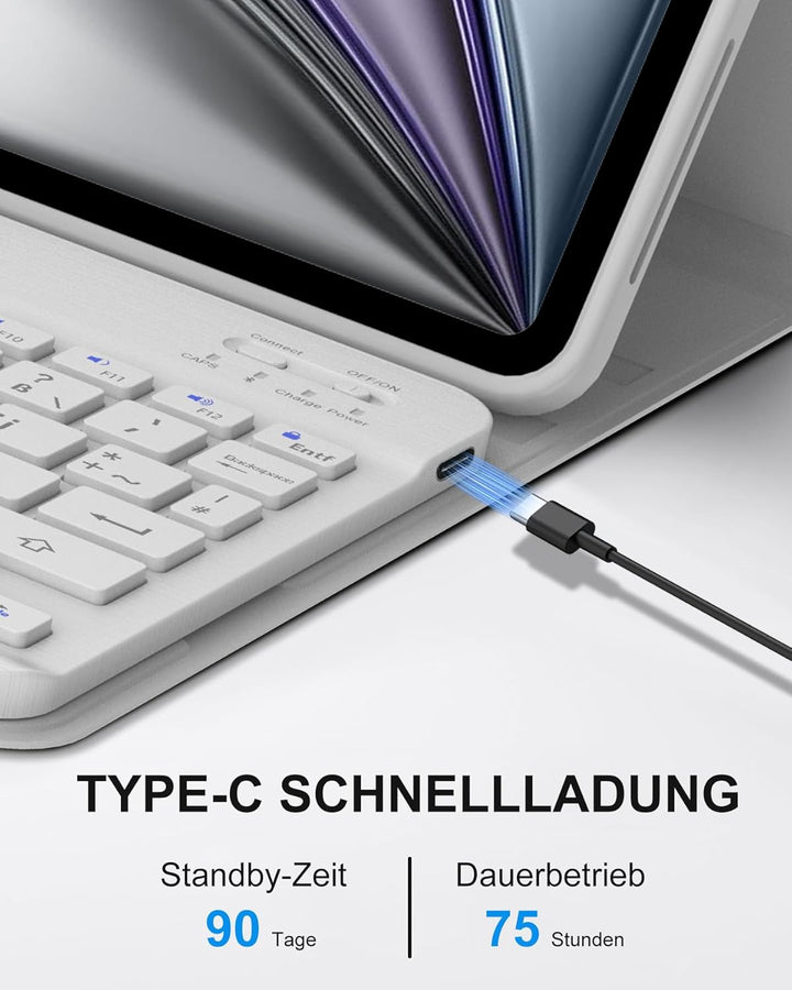 Für iPad Air 11 (2026 M4) Hülle mit Tastatur für 6./7./8. Generation M2/M3/M4, Abnehmbare Bluetooth