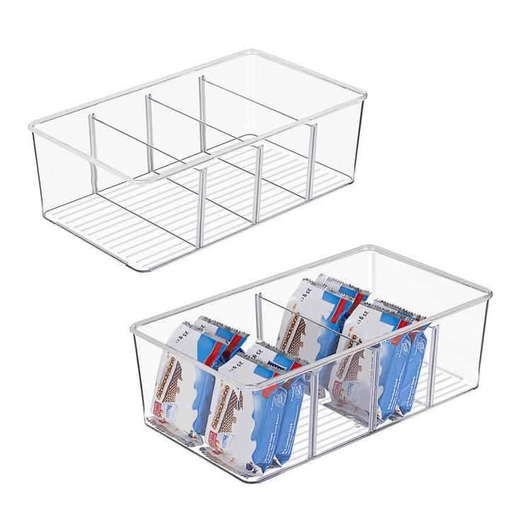 Vtopmart 2er Kühlschrank Organizer mit 4 Fächern, BPA-Freie Küche Stapelbarer Lebensmittelaufbewahru