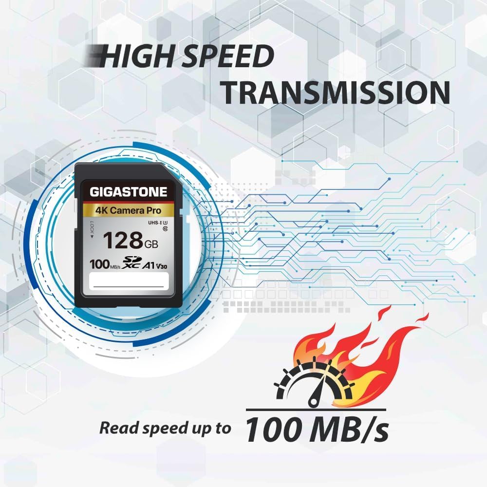 GIGASTONE 128GB SDXC Speicherkarte mit USB-Typ-C-Kartenleser, 4K Kamera Pro, bis zu 100 MB/s, für Vi