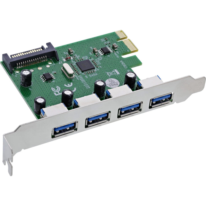 Inline PCIe USB Karte mit 4 Ports, USB-A 3.2 Gen. 1, SATA Power, Hot-Plug, schnelle Datenübertragung