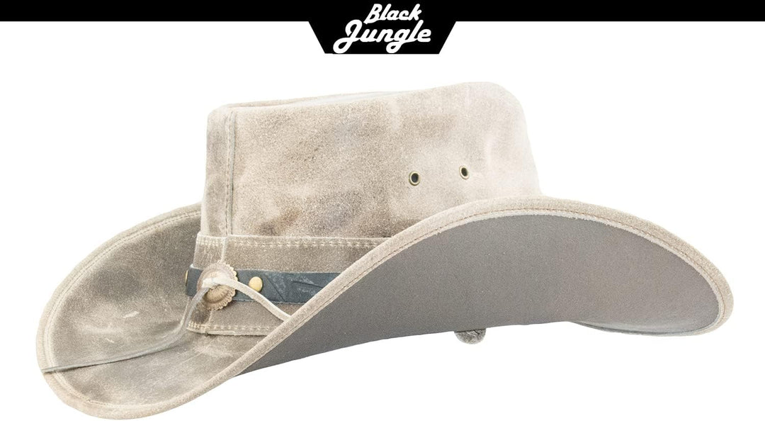 Black Jungle Ontario Outdoor Western Lederhut Australien Cowboy Lederhüte Reiterhut Unisex S Charcoa