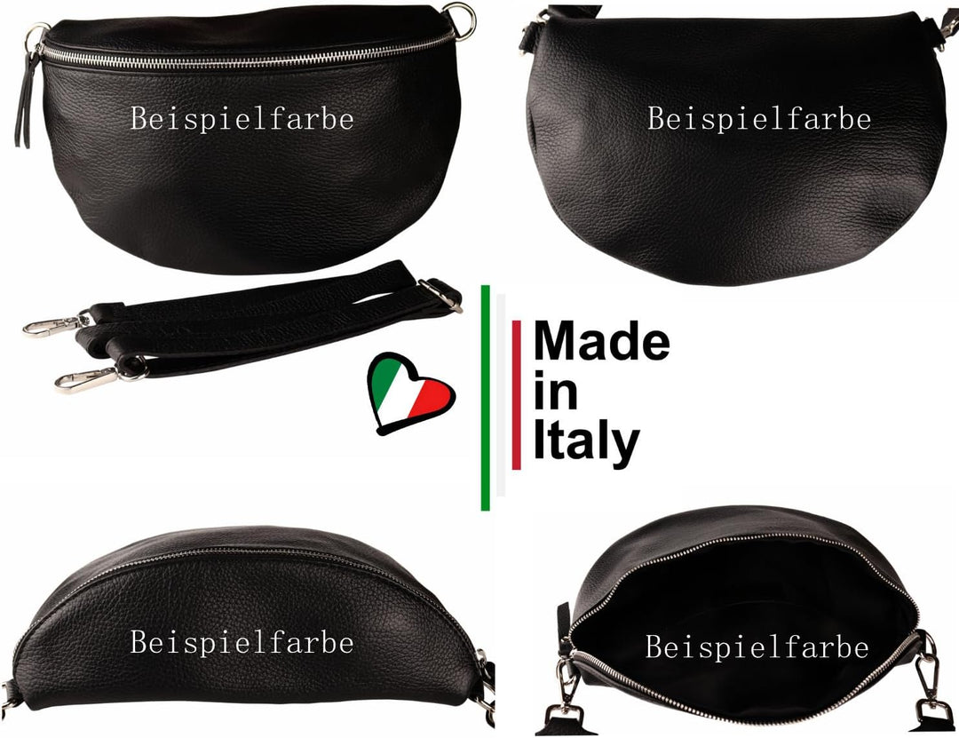 MIRROSI® Bauchtasche Damen, Echtleder, Made in Italy, Umhängetasche, Brusttasche, Crossbody Bag (1 T