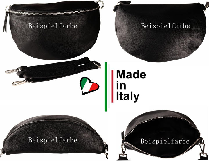 MIRROSI® Bauchtasche Damen, Echtleder, Made in Italy, Umhängetasche, Brusttasche, Crossbody Bag (1 T