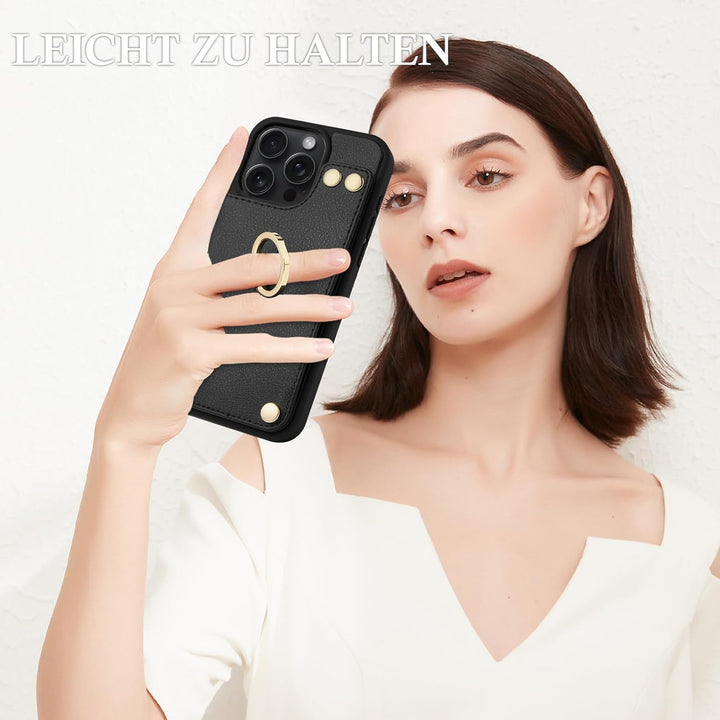 CUSTYPE iPhone 13 Pro Max Hülle, Handyhülle iPhone 13 Pro Max mit Kartenfach und Ringständer, Brieft