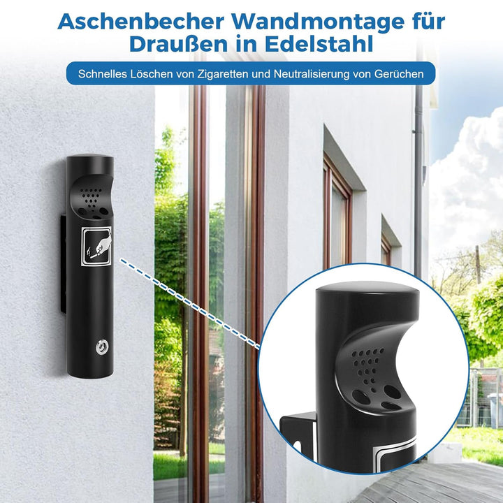 Mülleimer Wandmontage aus Edelstahl, Vertikaler Wandmülleimer für Draussen, Tubular öffentliche Abfa