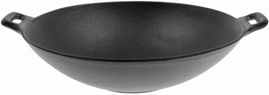 Wok aus Gusseisen | ⌀31cm Gross | Wokpfanne für alle Herdarten, Grillfpanne für gesundes Kochen und