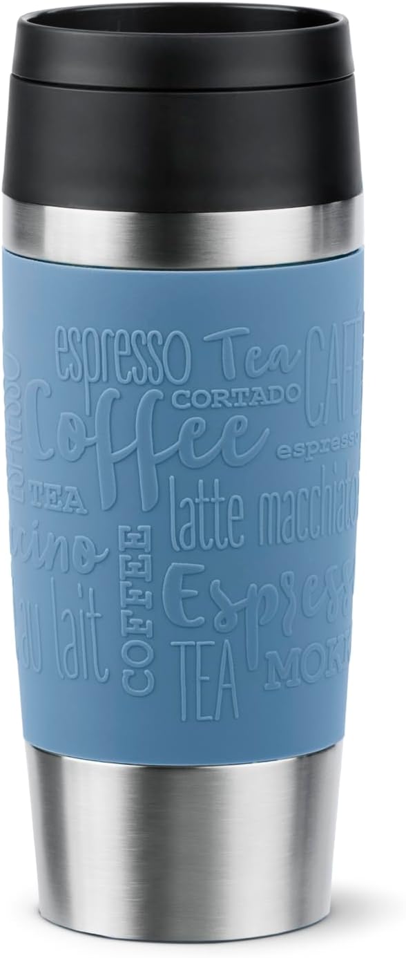 Emsa N20211 Travel Mug Classic Isolierbecher 0,36 Liter | neuer Komfort-Schraubverschluss | Edelstah