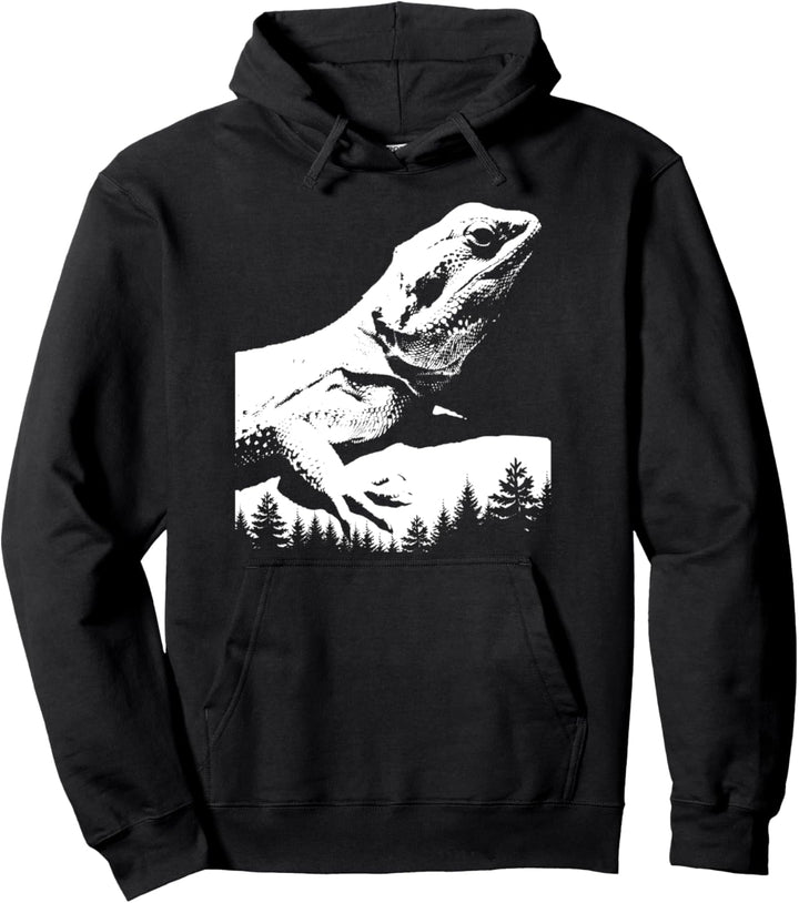 Bartdrache Eidechse Vintage weiss Grafik Reptilienwald Pullover Hoodie