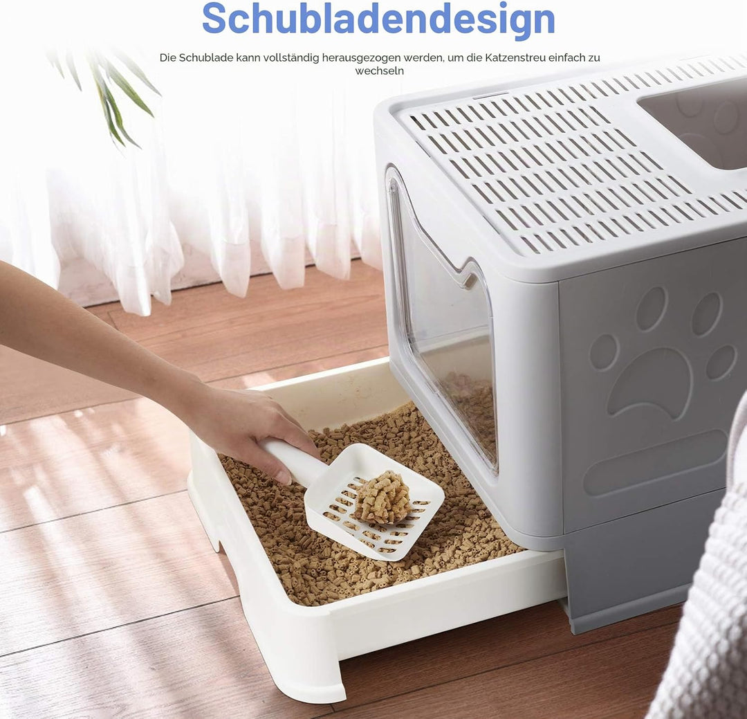 BingoPaw katzenklo mit Deckel XXL katzentoilette Faltbarer Geschlossener Mülleimer mit Abdeckung, Sc