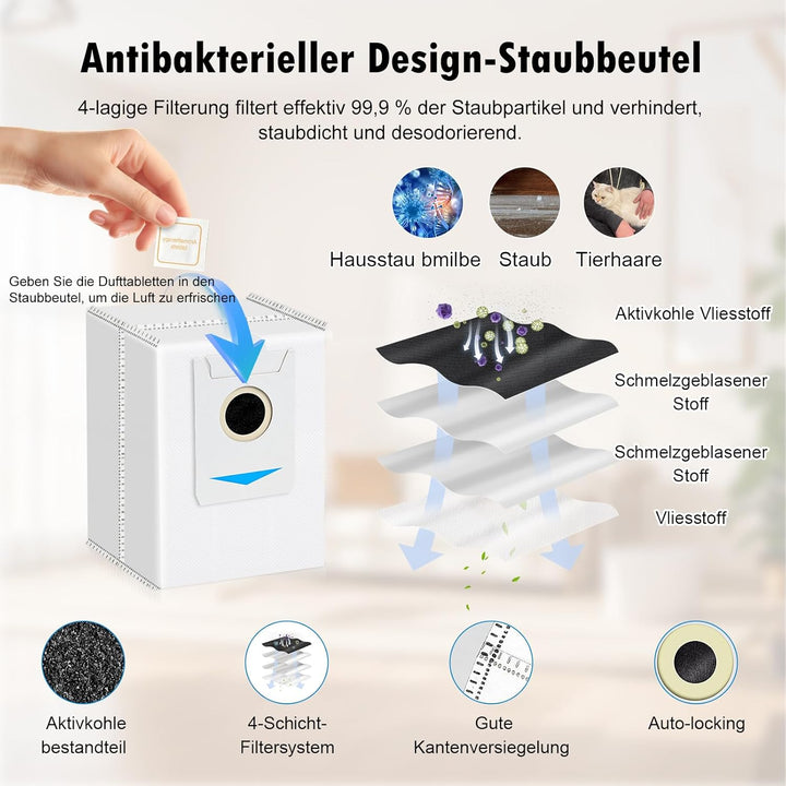 33 Stück Zubehörset für ECOVACS DEEBOT X5 Omni /X5 Pro Saugroboter, 2 Hauptbürste 6 Staubbeutel 6 Wi