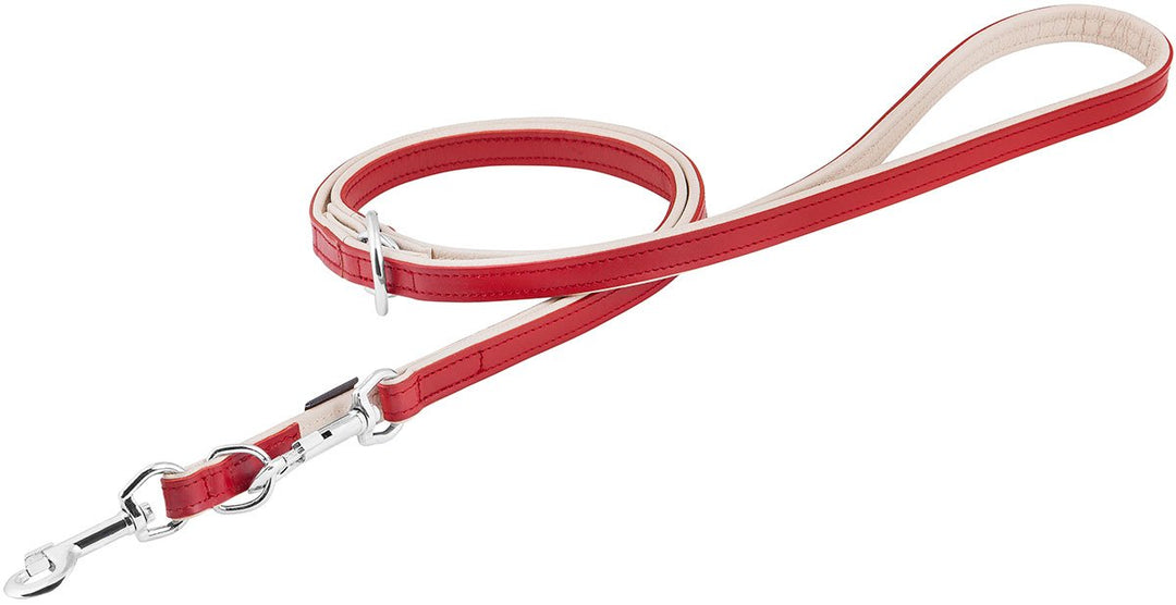 Knuffelwuff Basic Plus Hundeleine, Leder, verstellbar, Länge 200 cm, Breite 15 mm, Rot rot 200 cm/1,