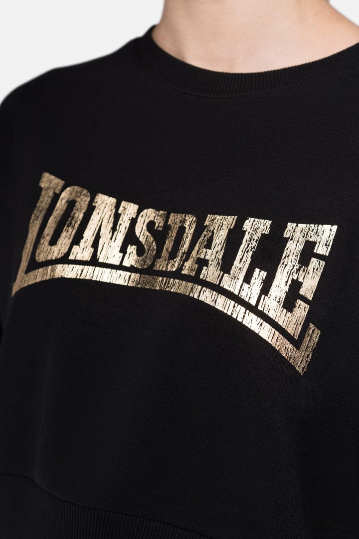 Lonsdale Damen Culbokie Sweatshirt XL Kurz Black/Gold, XL Kurz Black/Gold