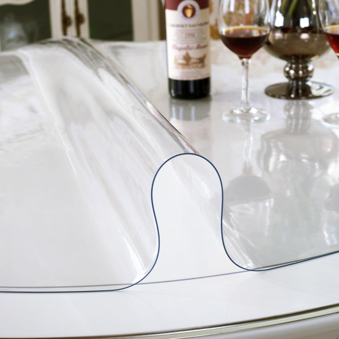 OstepDecor Tischfolie Rund 80cm, Runde Tischdecke Tischschutz transparent, Wasserdicht PVC Tischschu