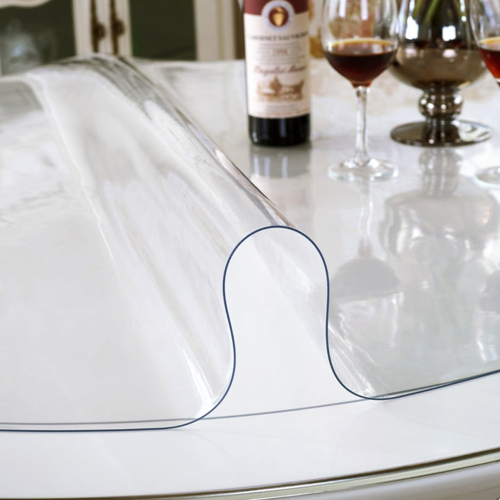 OstepDecor Tischfolie Rund 80cm, Runde Tischdecke Tischschutz transparent, Wasserdicht PVC Tischschu