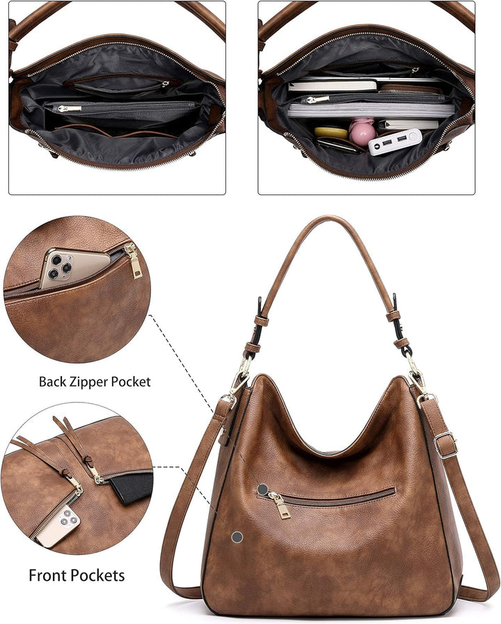 lapsting Damen Hobo hobo-handbags XL 3 Stück – Braun, XL 3 Stück – Braun