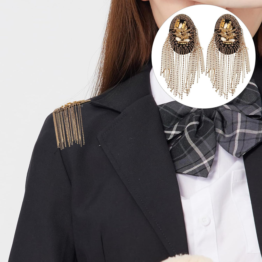 SOIMISS 1 Paar Gold Quaste Epaulet Strass Schulterbrett Kostüm Schulterabzeichen Dekor Schulter Mark