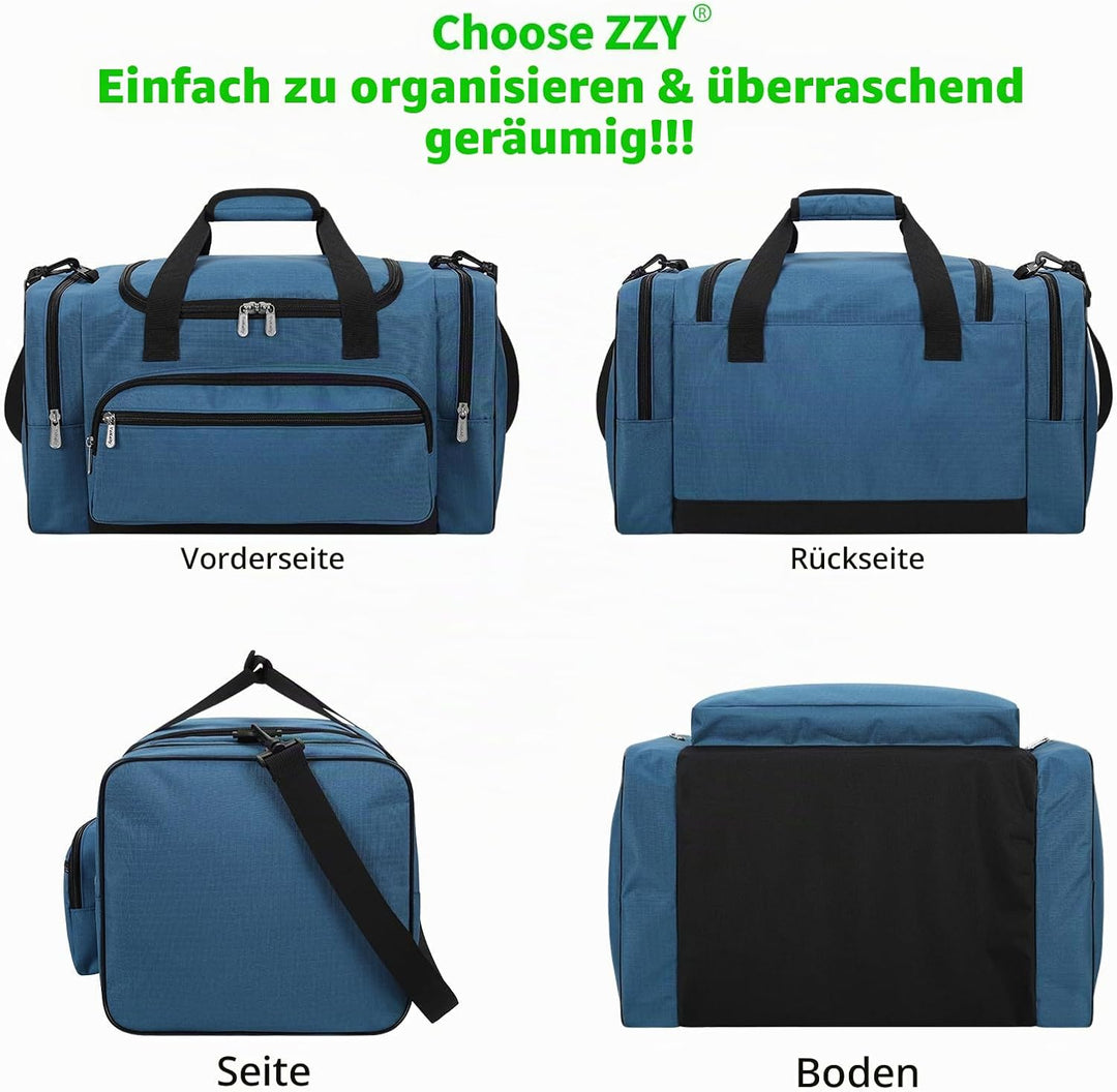 Sporttasche Reisetasche Fitness Tasche mit Schultergurt Wochenendtasche für Damen und Herren (Blau,