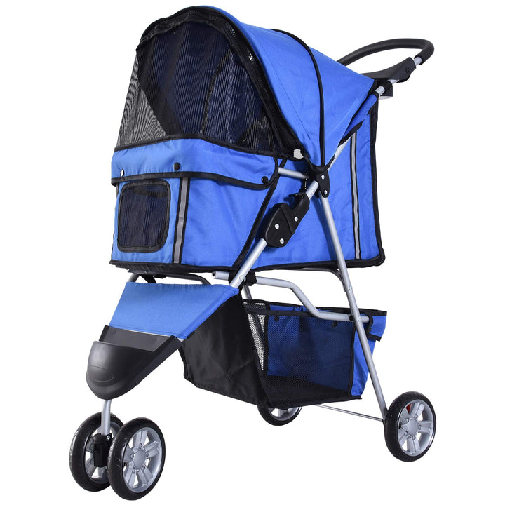 PawHut Hundewagen Hundebuggy Buggy Hunde Katzen Pet Stroller Hunde Buggy Blau Blau 75L x 45B x 97H c