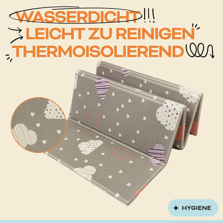Baby-Spielmatte, faltbar, sensorisch, wasserdicht, ungiftig, wendbar. Vielseitige Matte, perfekt zum