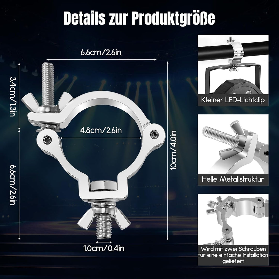 Bühnenlicht Klemmen, 10 Stück Bügelschelle + Aluminiumlegierung, Tragfähigkeit 100kg, Rostfrei und R