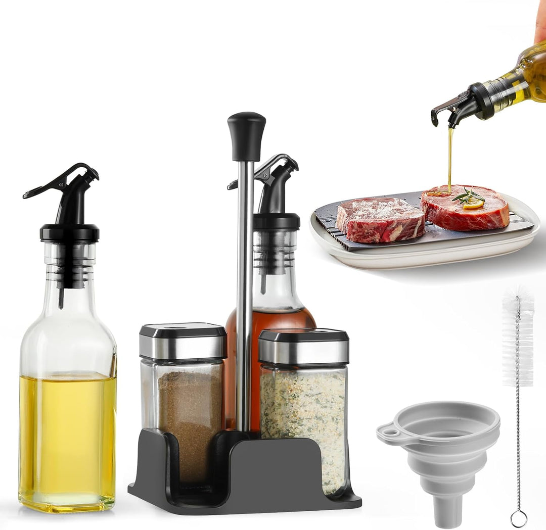 FRIBERG 2 Gewürzgläser mit Schraubdeckel aus Edelstahl 120ML,Menage set,Salz & Pfeffer Öl & Essig Se