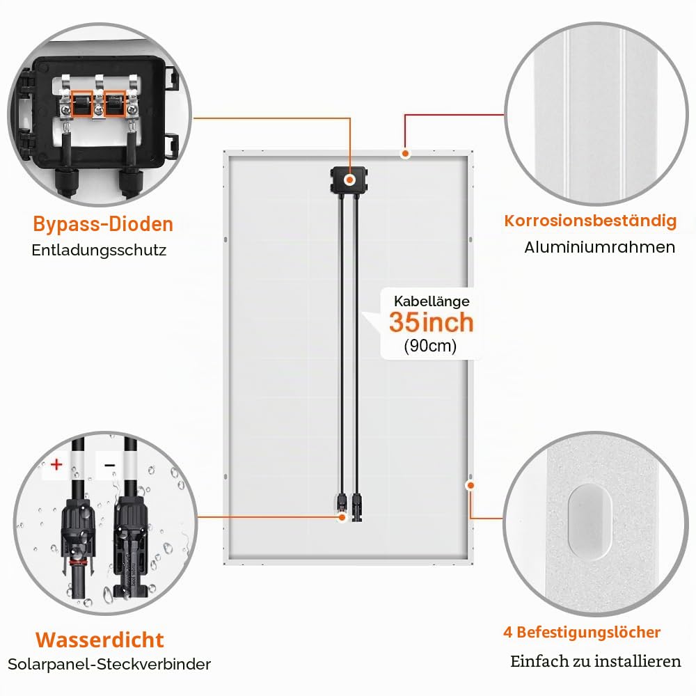 DOKIO 150W Solarpanel Gehärtetes Solarglas (ROBUST UND LANGLEBIG) Mono (EFFIZIENT) Einfache Installa