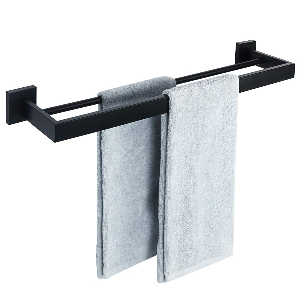 SAYAYO Handtuchhalter Schwarz Gästehandtuchhalter Wandmontage Edelstahl Premium Doppelt Badetuchhalt
