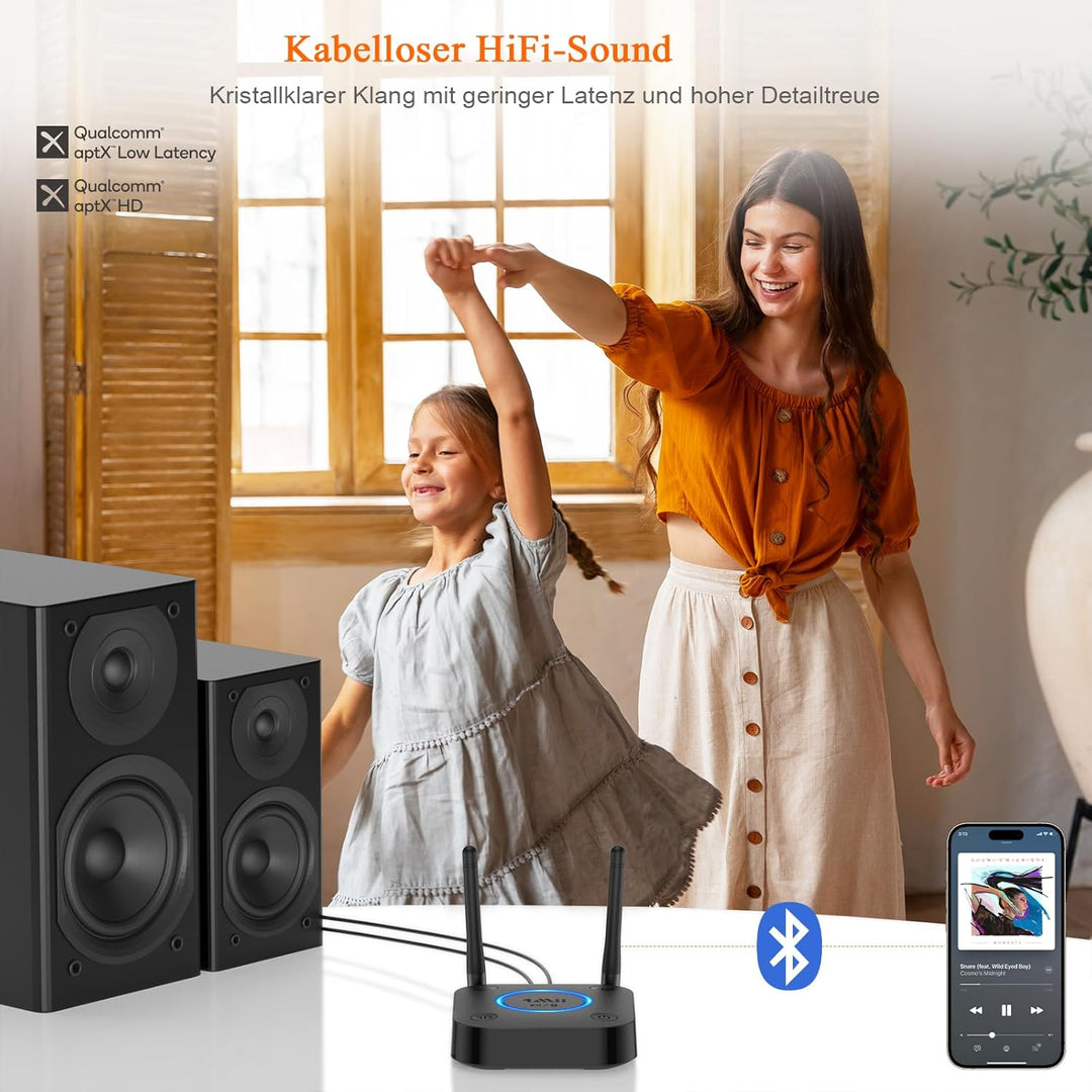 1Mii B06Pro Bluetooth 5.1 HiFi Empfänger, Kabelloser Audio Adapter mit Grosser Reichweite, aptX Low