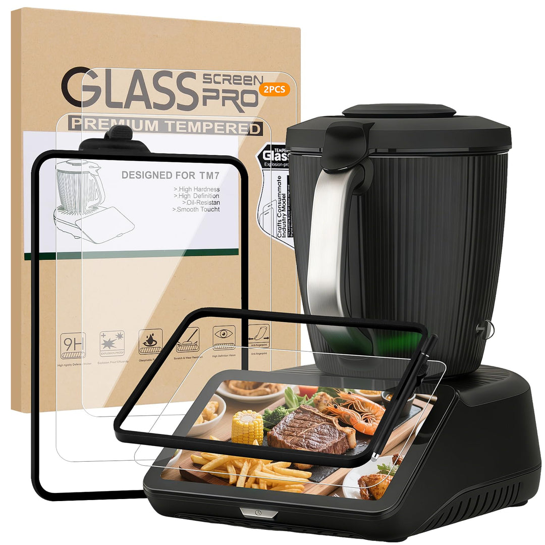 SelfTek 3 Stück Displayschutz für Thermomix TM7 - TM7 Zubehör mit 2 Displayschutz Panzerglas, Siliko