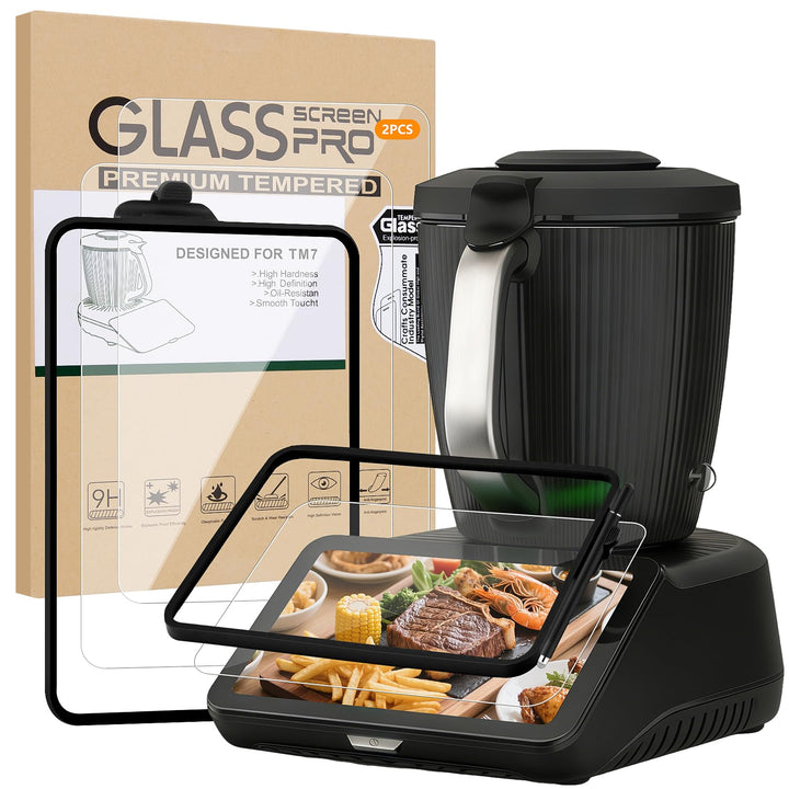 SelfTek 3 Stück Displayschutz für Thermomix TM7 - TM7 Zubehör mit 2 Displayschutz Panzerglas, Siliko