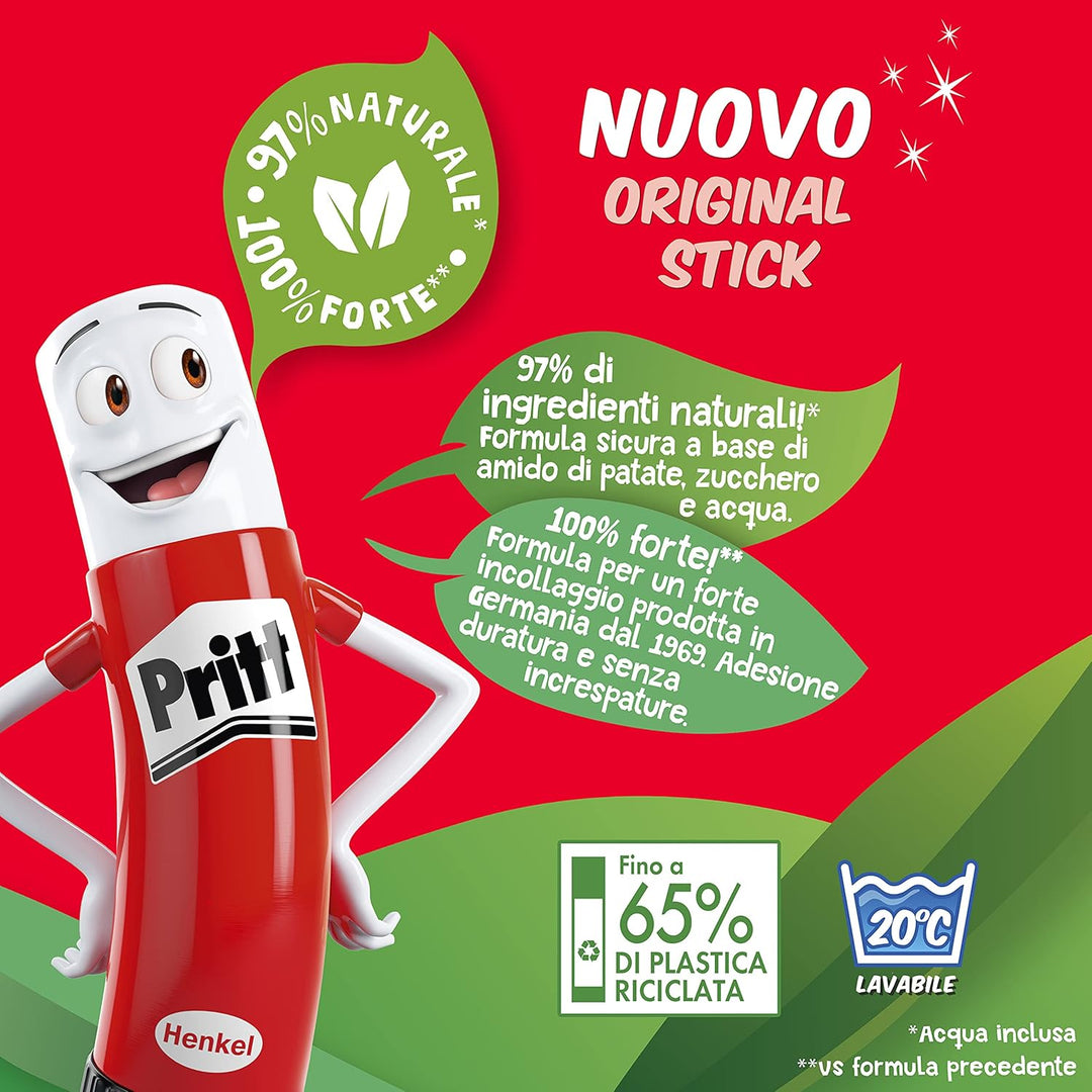 Pritt Klebestift, sicherer und kinderfreundlicher Kleber für Kunst und Bastelarbeiten, starker Klebs