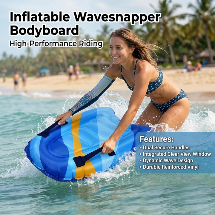 RANJIMA Aufblasbares Bodyboard, Aufblasbares Schwimmbrett leichtes Tragbares Schwimmenbrett mit Grif