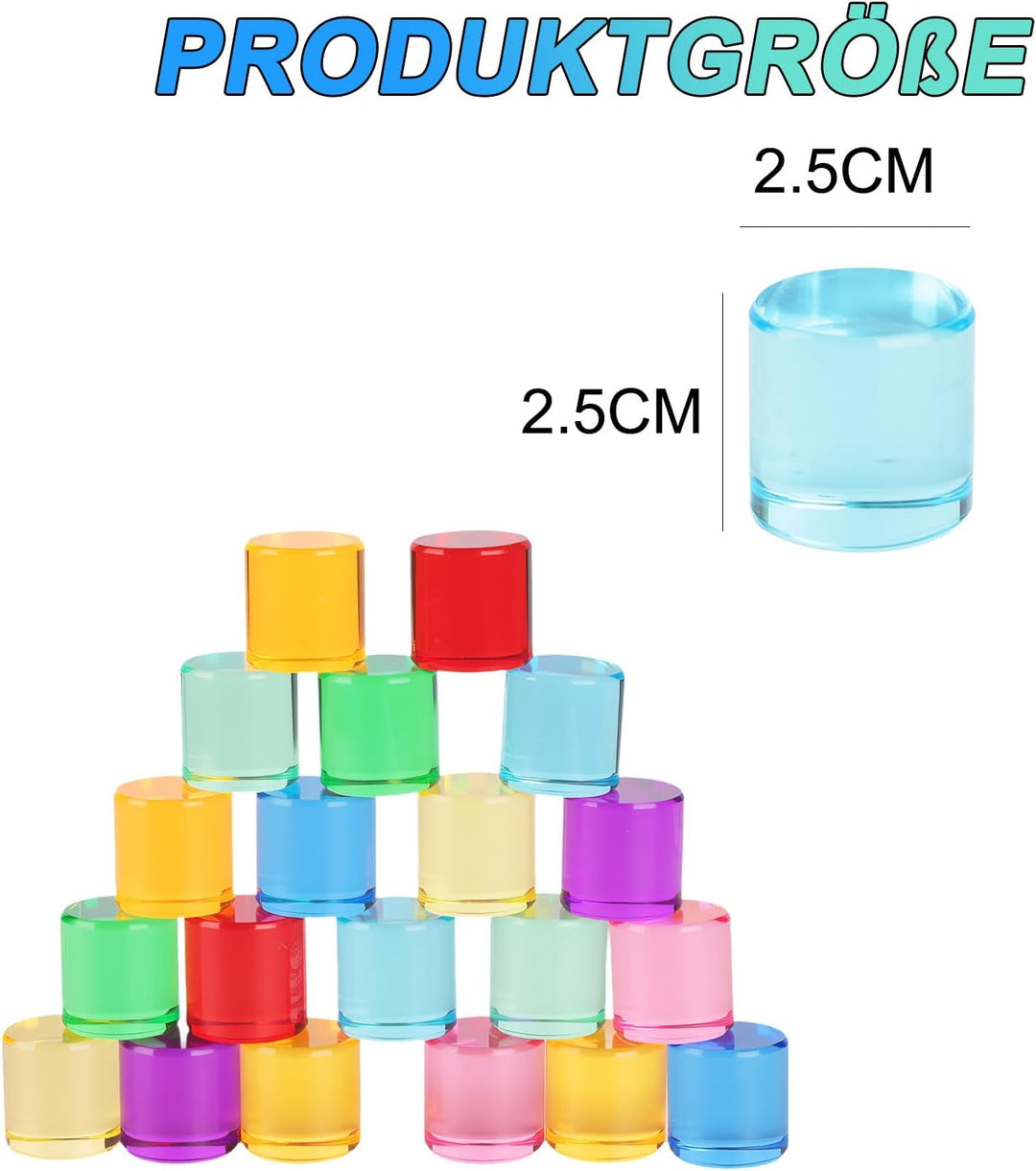 20pcs Acryl Bausteine Kinder - Sensorik Bausteine Jelly Blocks, Lichtbausteine, Montessori Regenboge