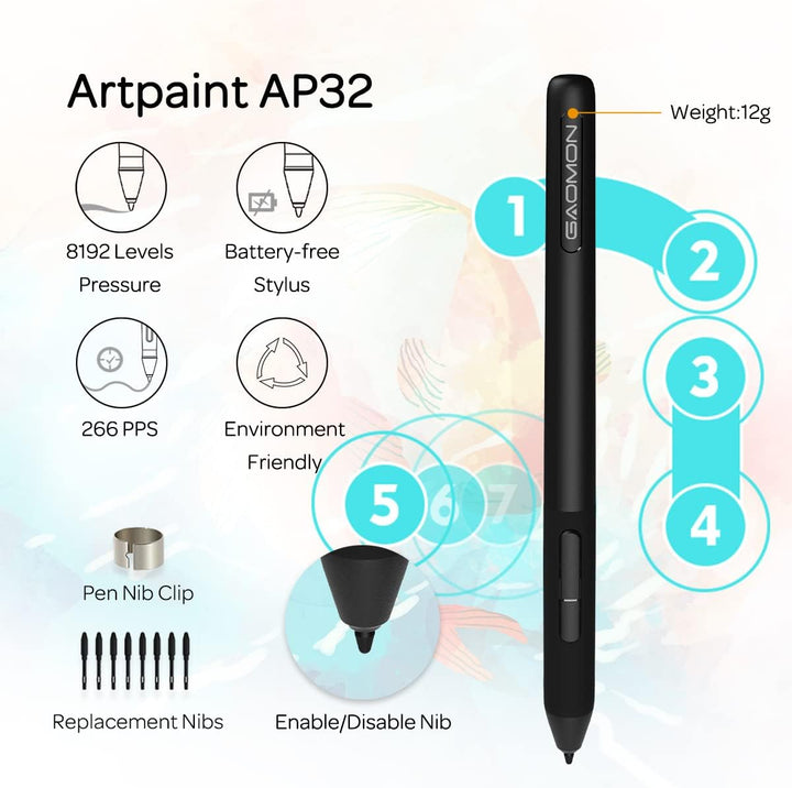 GAOMON S620 Stifttablett mit 4 Tasten und Stift, geeignet für Remote Arbeiten & Lernen, Ideal für OS