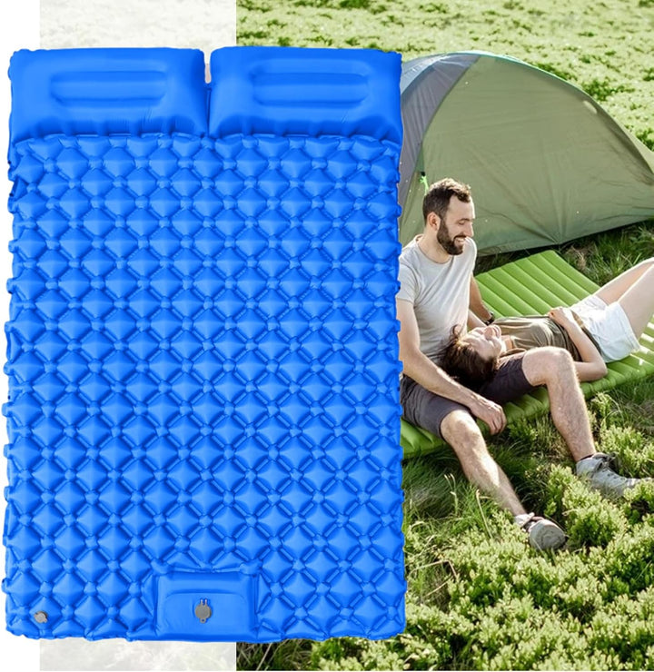 Camping Schlafmatte | 2-Personen Luftkissenmatratze Mit Kopfkissen | Leichtes & Kompaktes Outdoor Zu