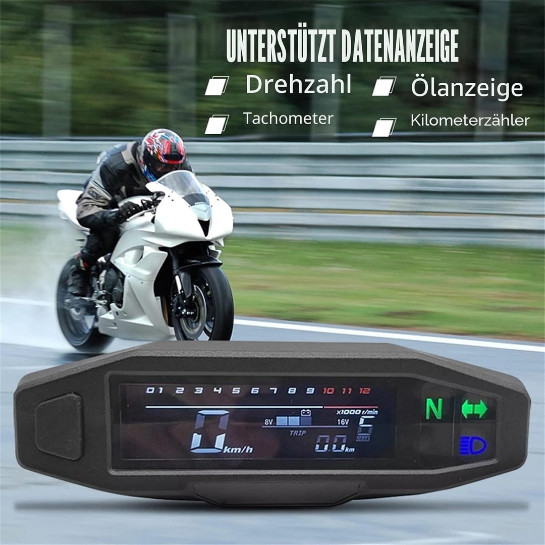 KAOLALI Universal-Digital-Tachometer für Motorrad, mit LCD-Display, Vergaser, Kilometerzähler mit Se