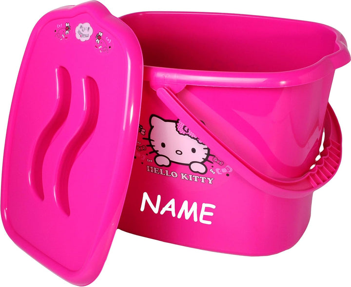 Eimer/Putzeimer/Mülleimer - mit Deckel + Tragegriff - pink - rosa Helllo Kitty - Katze Bieco - geruc